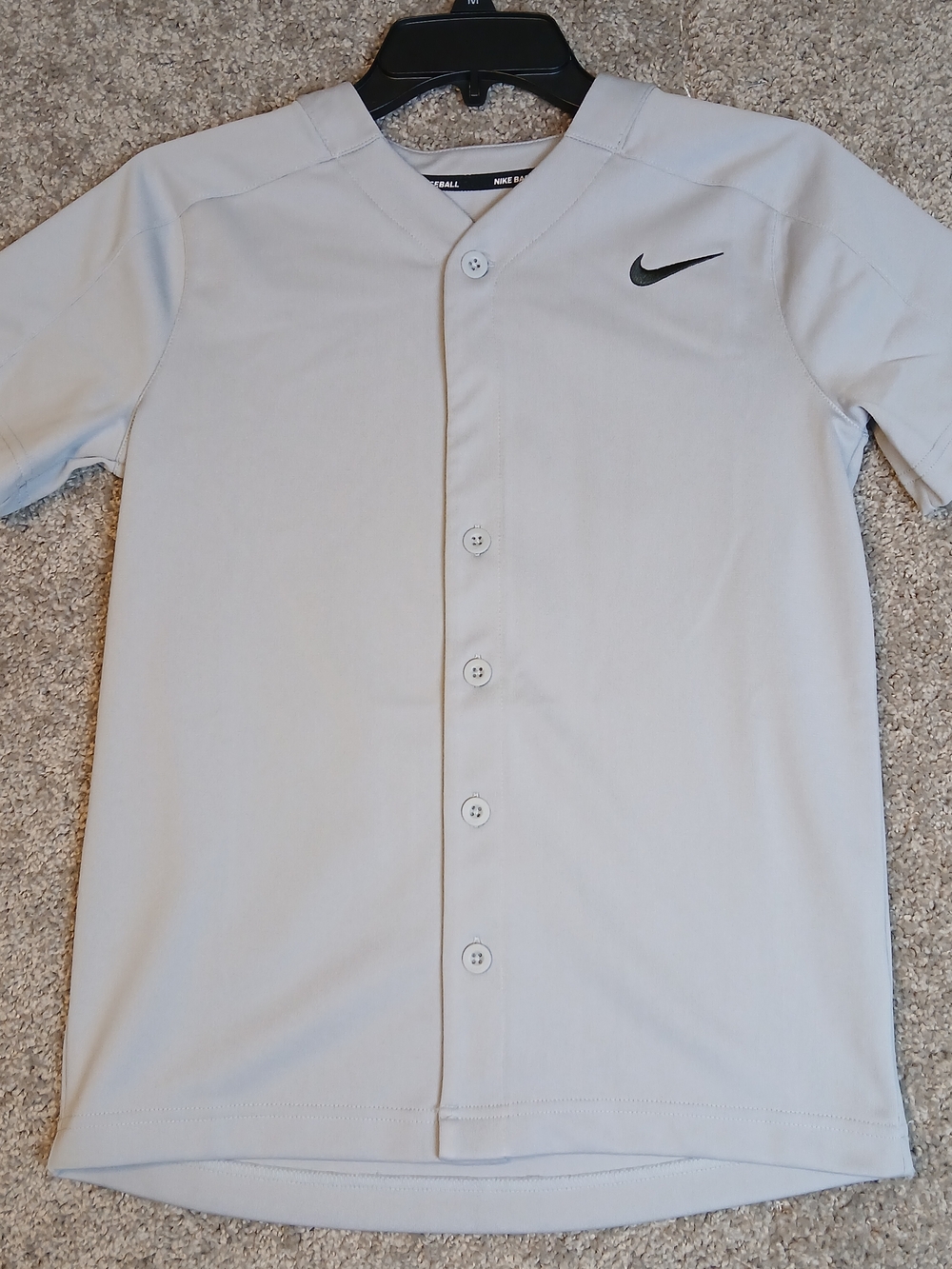 Nike Baseball Shirt Gray Button-Front Baseball Jersey for‎ Boys - Medium